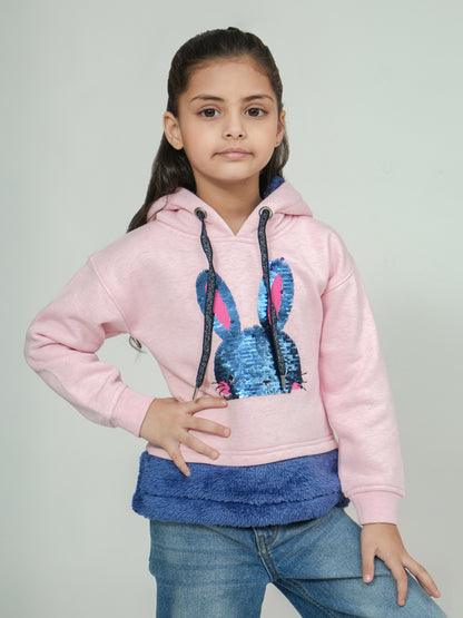 Pampolna Pink Bunny Sequined Hoodie