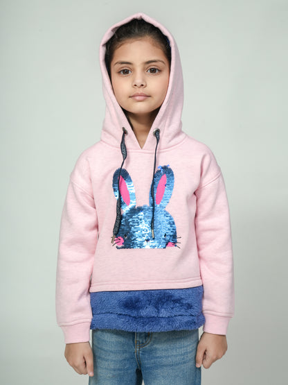 Pampolna Pink Bunny Sequined Hoodie