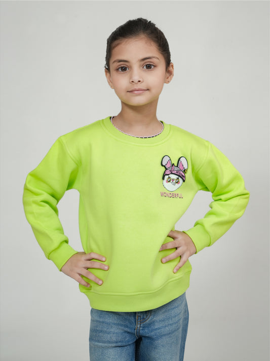 Pampolina Neon Green "Wonderful" Bunny Sweatshirt