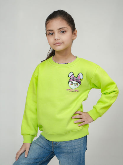 Pampolina Neon Green "Wonderful" Bunny Sweatshirt