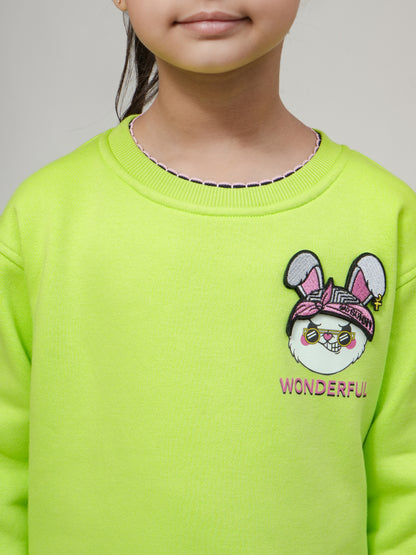 Pampolina Neon Green "Wonderful" Bunny Sweatshirt