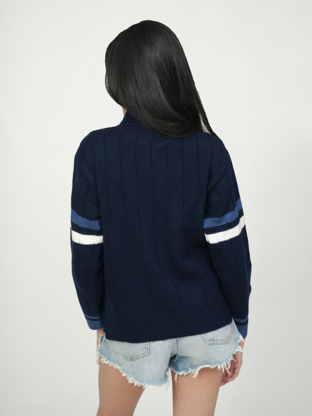 Pampolina Cable Knit Stripe Detail Sweater