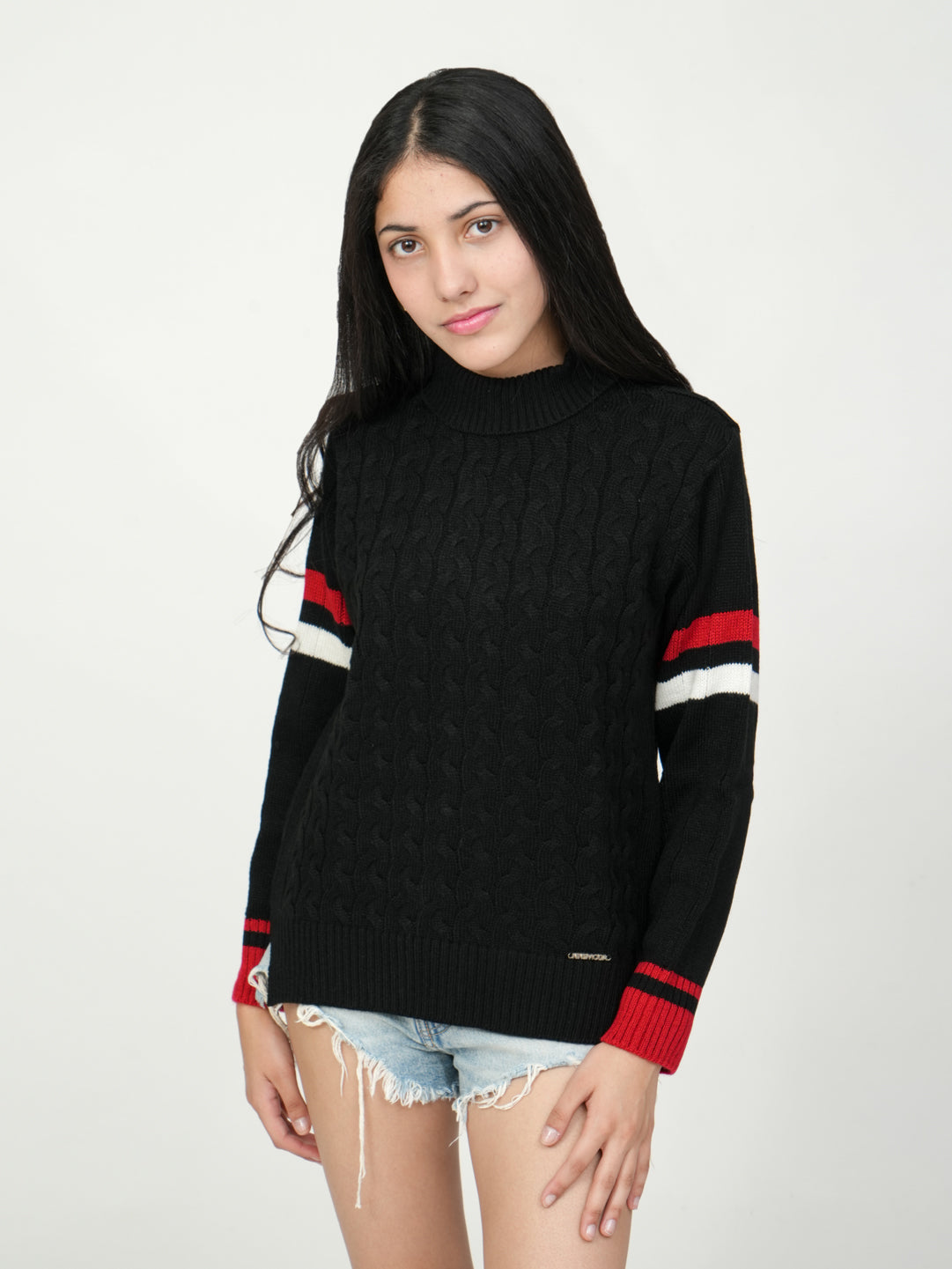 Pampolina Cable Knit Stripe Detail Sweater