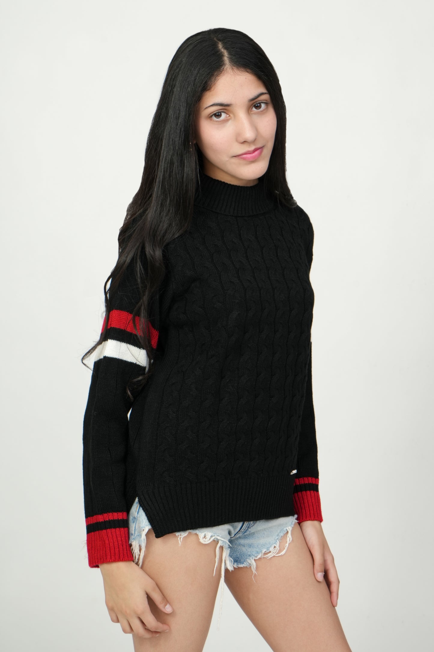 Pampolina Cable Knit Stripe Detail Sweater