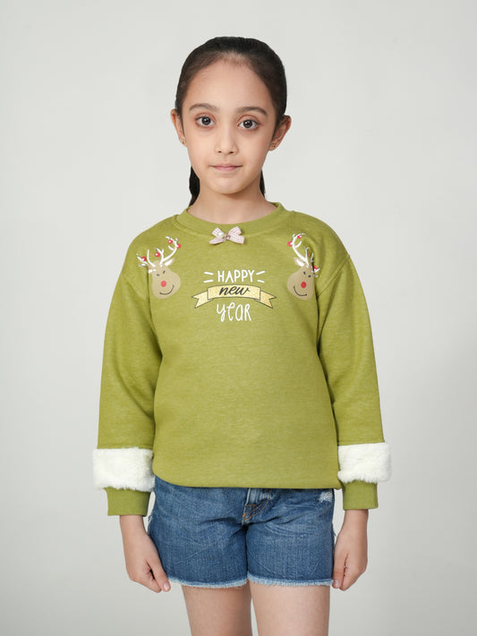 Pampolina Green "Happy New Year" Reindeer Sweatshirt