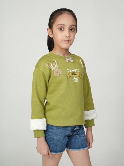 Pampolina Green "Happy New Year" Reindeer Sweatshirt