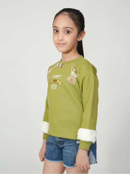 Pampolina Green "Happy New Year" Reindeer Sweatshirt