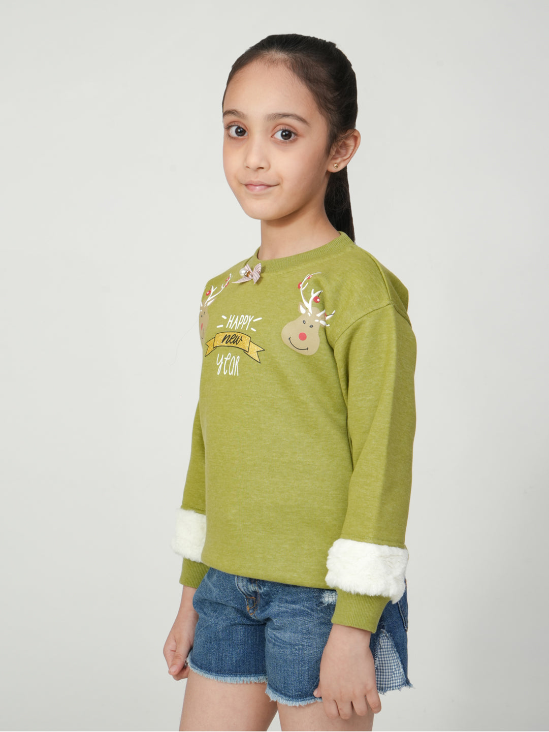 Pampolina Green "Happy New Year" Reindeer Sweatshirt