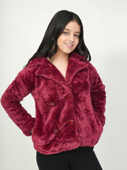 Pampolina Burgundy Faux Fur Jacket