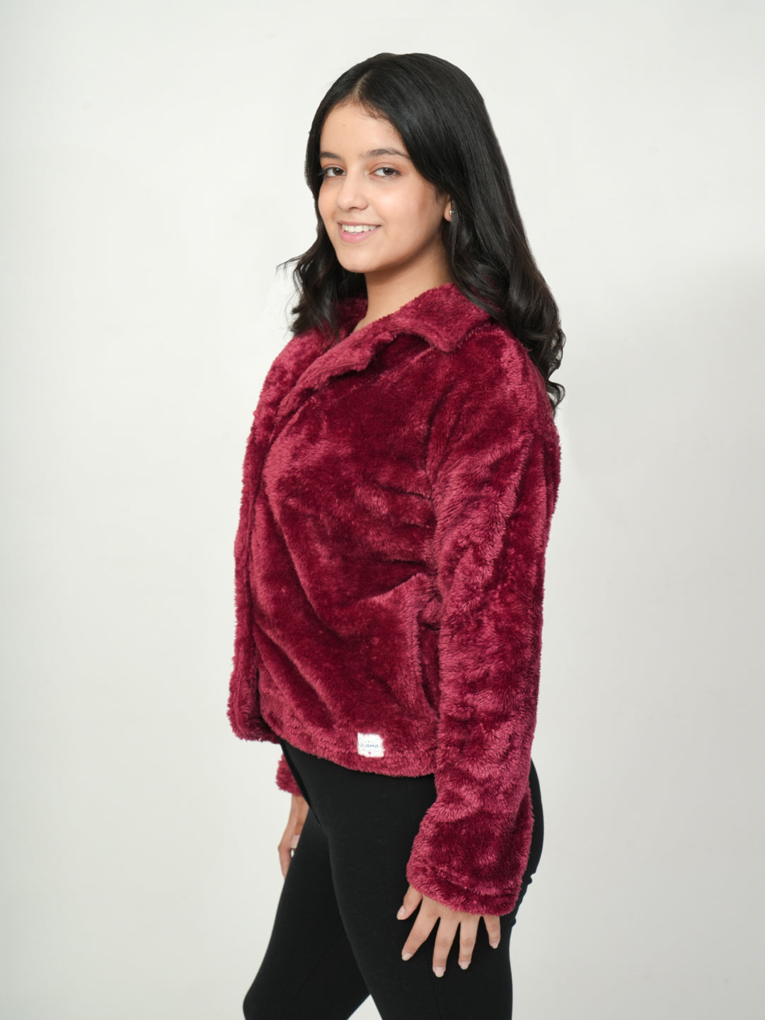 Pampolina Burgundy Faux Fur Jacket