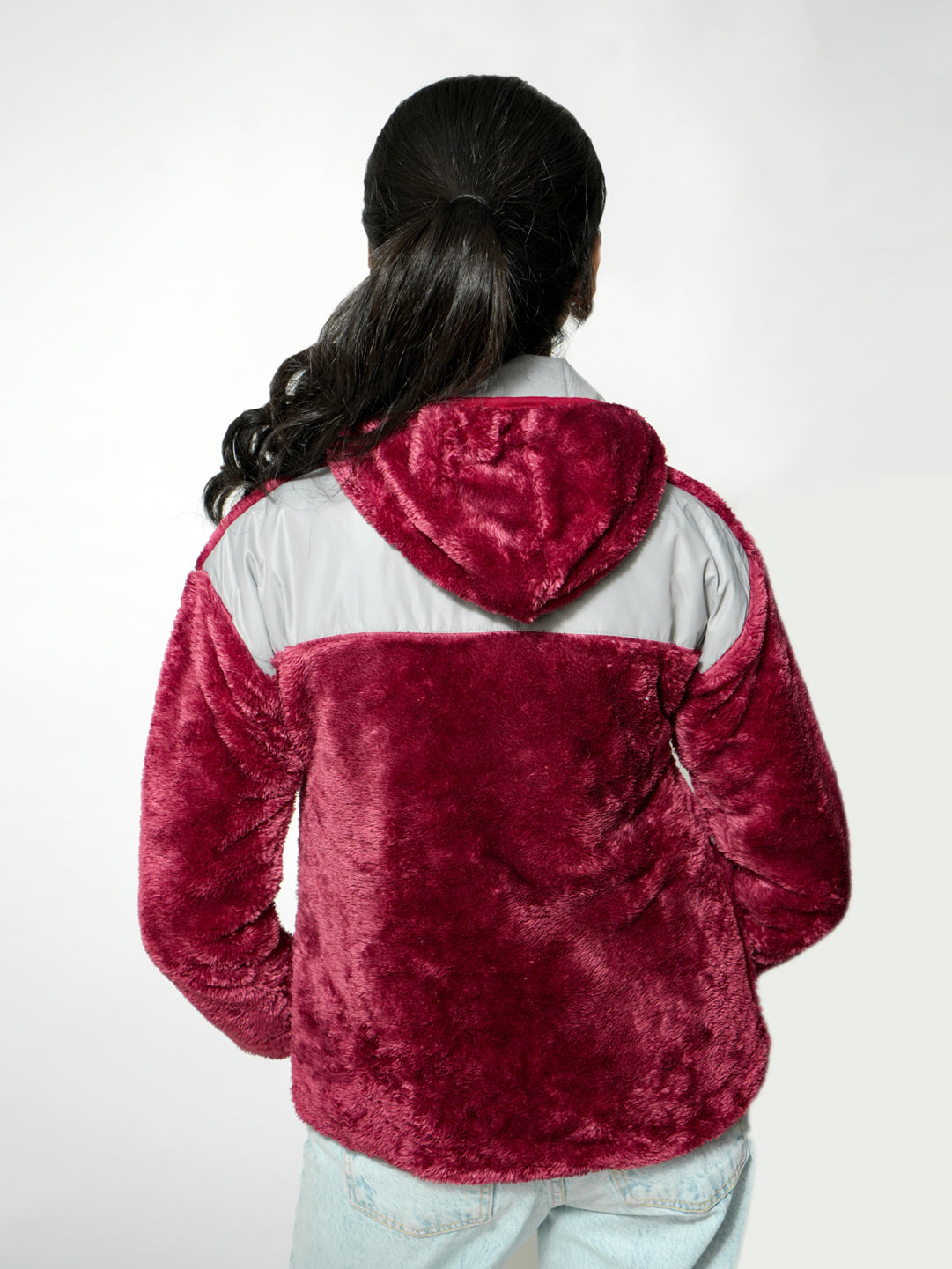 Pampolina Burgundy Fuzzy Zip-Up Jacket