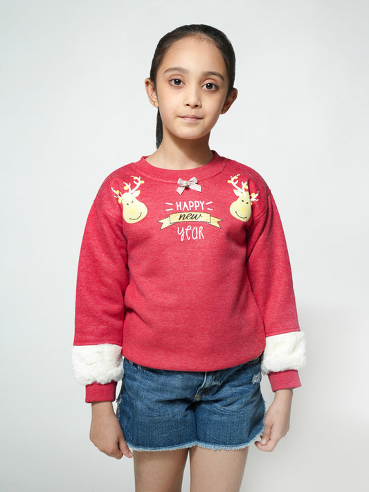 Pampolina Red "Happy New Year" Reindeer Sweatshirt