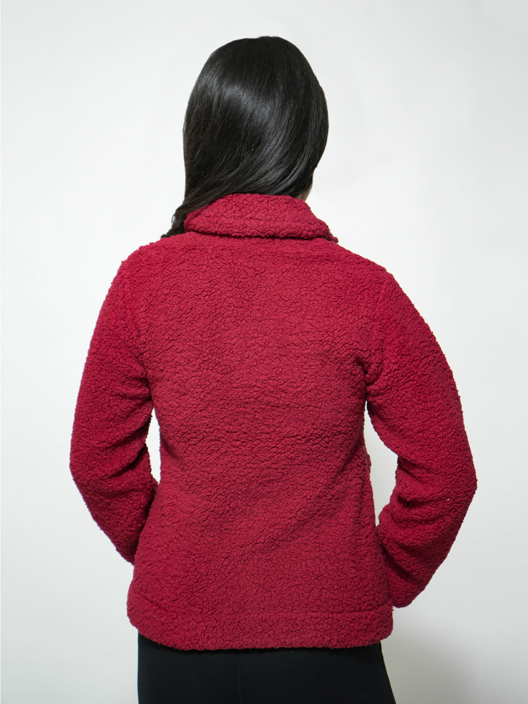 Pampolina Burgundy Fuzzy Zip-Up Jacket