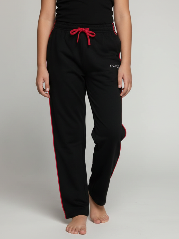 Pampolina Full Length Side Tape Detailing Track Pants - Black