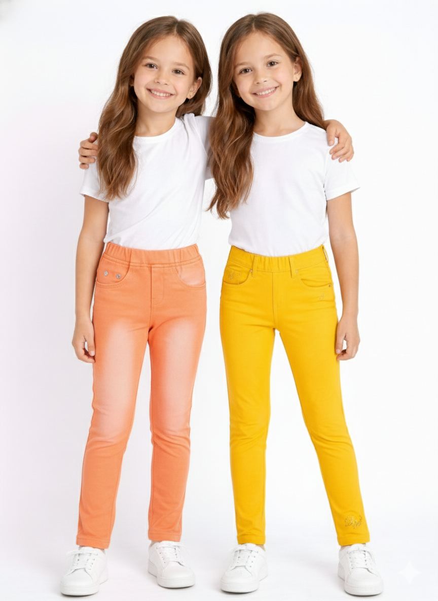 Girls' Winter Warmth Collection | Textured Knit Colored Stretch Pants