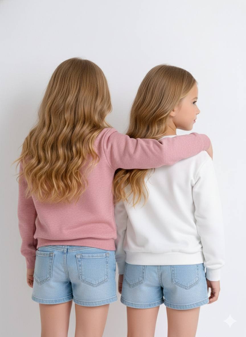 Girls' Long Sleeve Graphic Pullover – Vibrant "Happy" & "Active" Designs