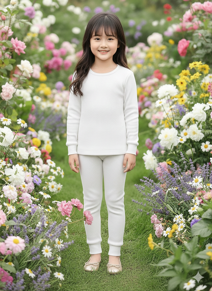 The "Flora" Long-Sleeve Smocked Thermal – Soft White Cotton with Solid