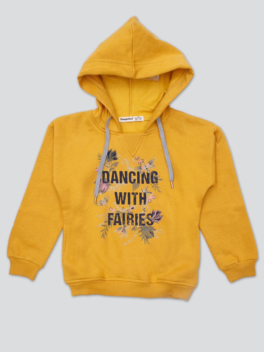 Pampolina Girls  Printed Sweatshirt Hoddie -Mustard