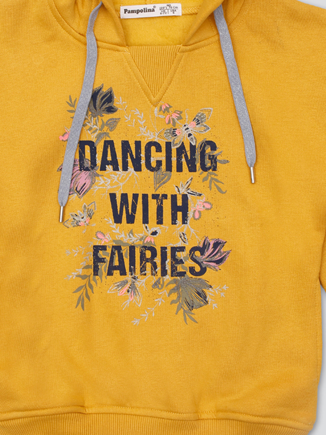 Pampolina Girls  Printed Sweatshirt Hoddie -Mustard