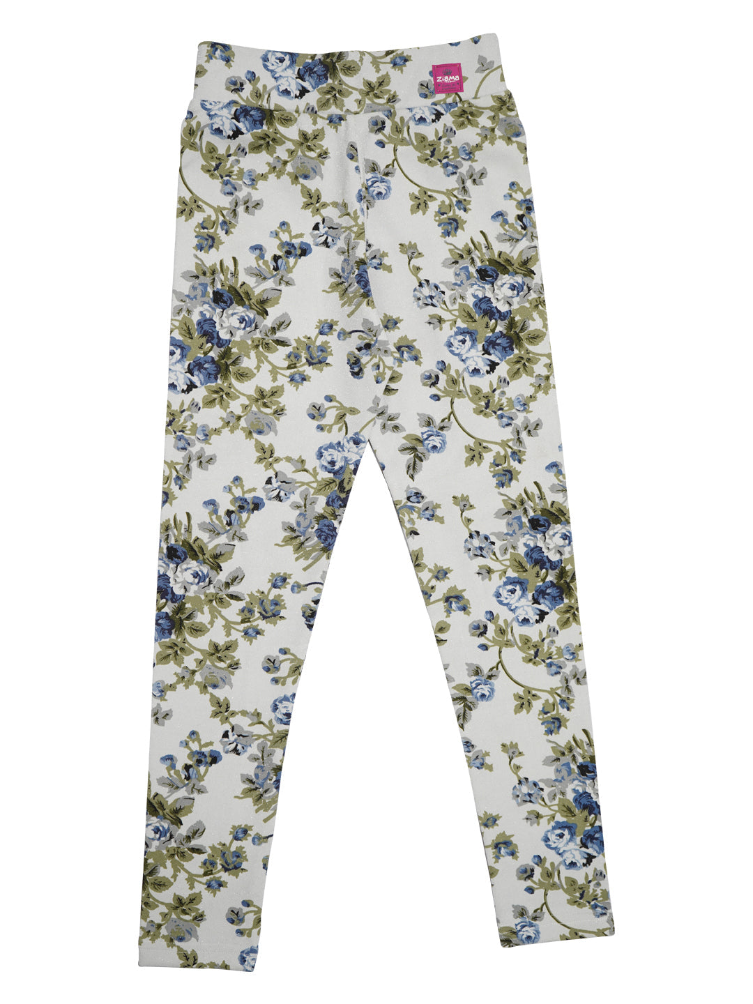Pampolina Girls Floral Printed Legging - White