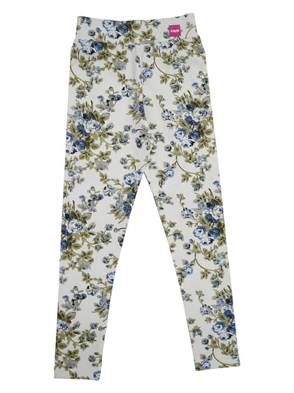Pampolina Girls Floral Printed Legging - White