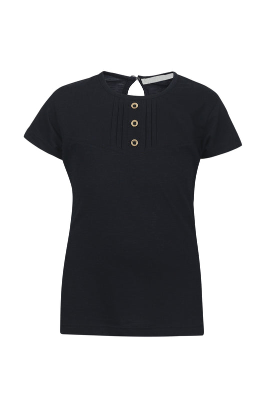 Pampolina Girls Solid Stretchable Top- Navy