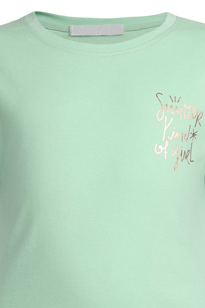 Pampolina Girls Solid Round Neck Top-L.Green