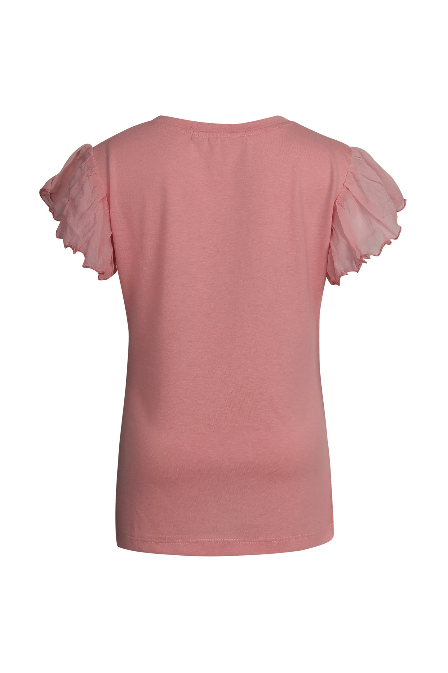 Pampolina Girls Solid Round Neck Top-Peach