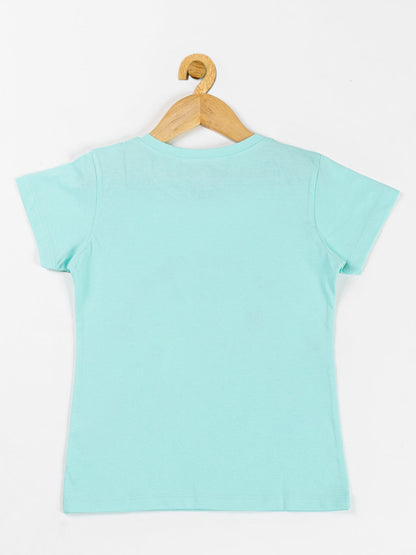 Pampolina Girls Flower Printed Stretchable Top-Sky