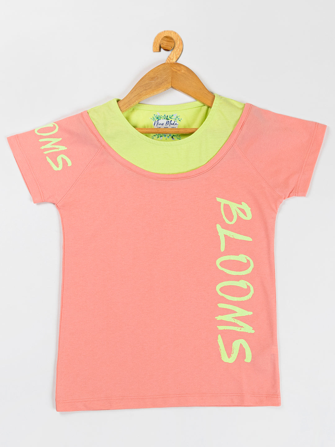 Pampolina Girls Multi-Colour  Printed  Top-Peach