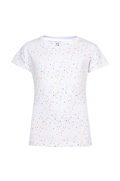 Pampolina Girls Allover Polka Dot Printed Top- White