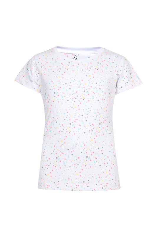 Pampolina Girls Allover Polka Dot Printed Top- White