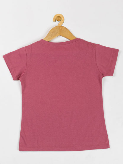 Pampolina Girls Flower Printed Stretchable Top- O.Pink