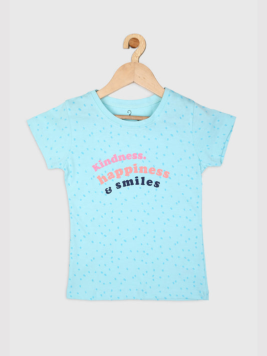Pampolina Girls All Over Dot Printed Top-Sky