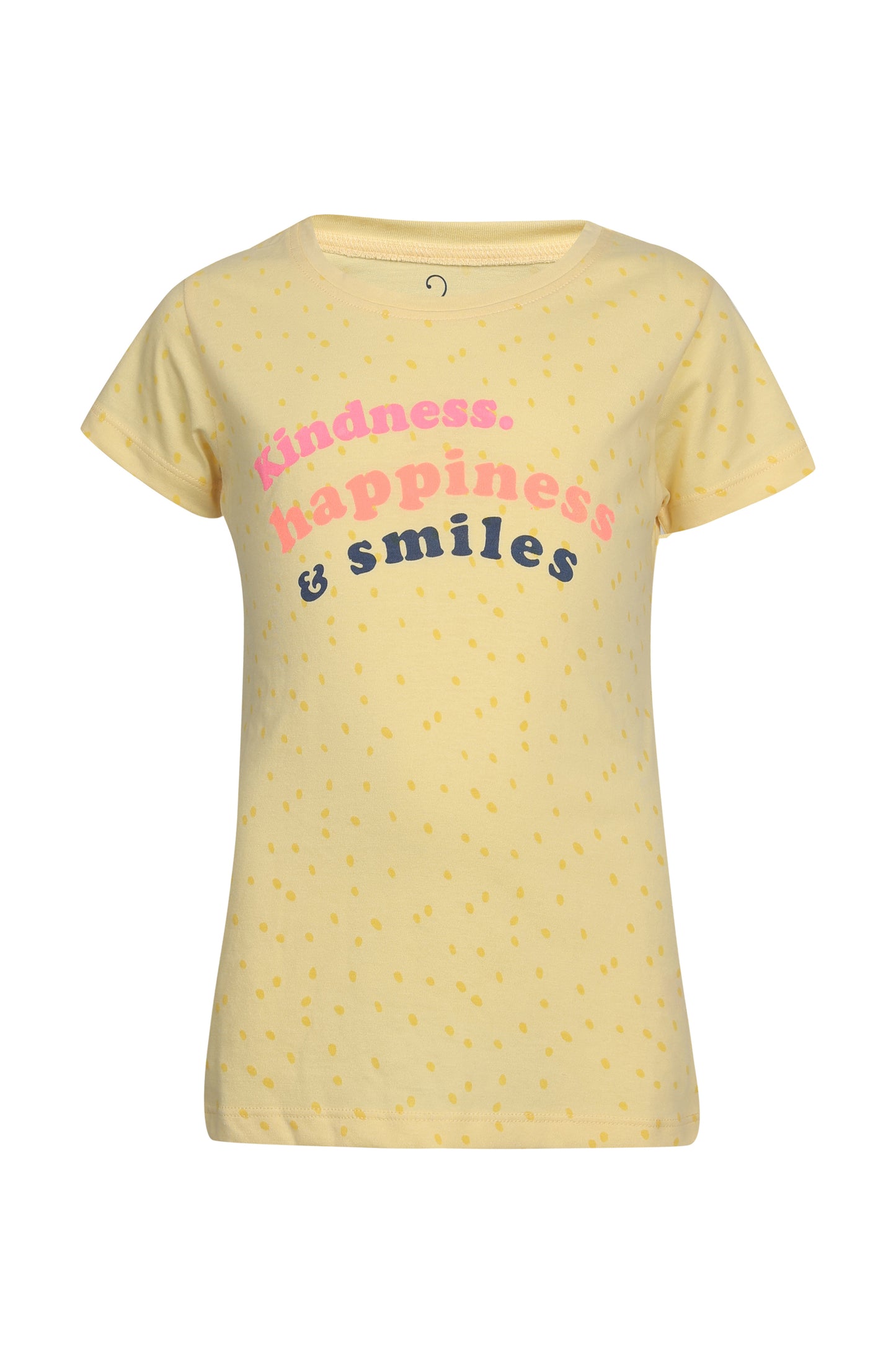 Pampolina Girls Half Sleeve Round Neck Printed Top- Lemon