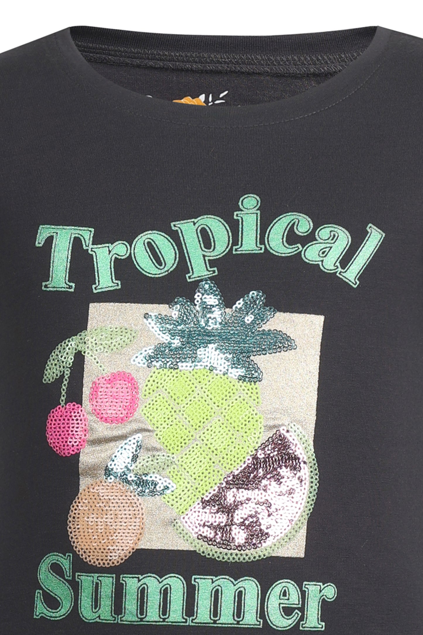 Pampolina Girls Tropical Printed Top- Black