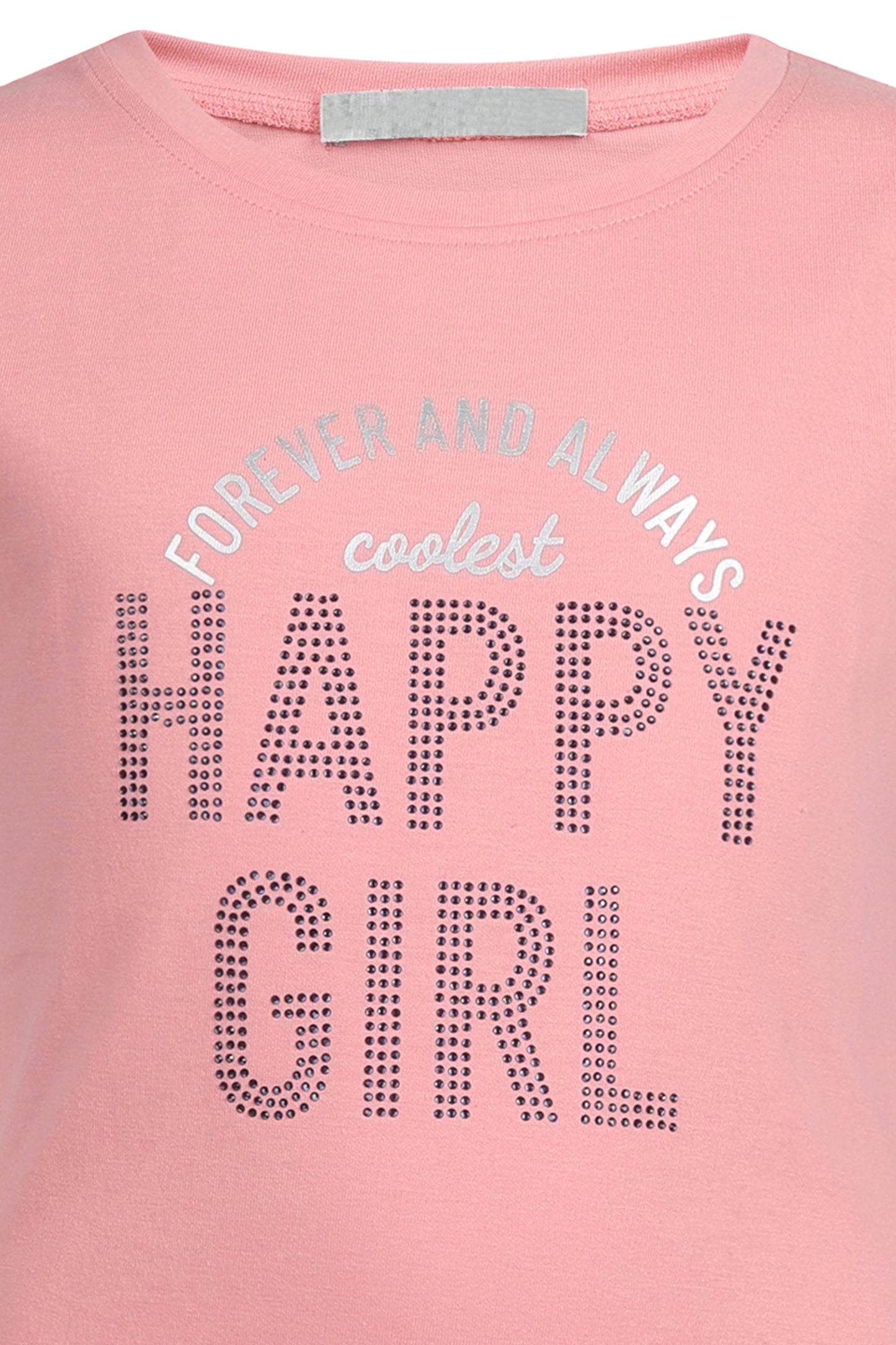 Pampolina Girls Happy Girl Sequin Printed Top- Peach