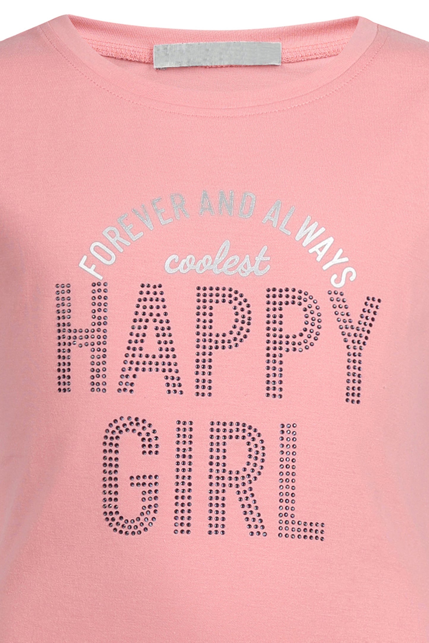 Pampolina Girls Happy Girl Sequin Printed Top- Peach