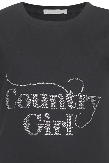 Pampolina Girls Country Girls Sequin Printed Top-Black
