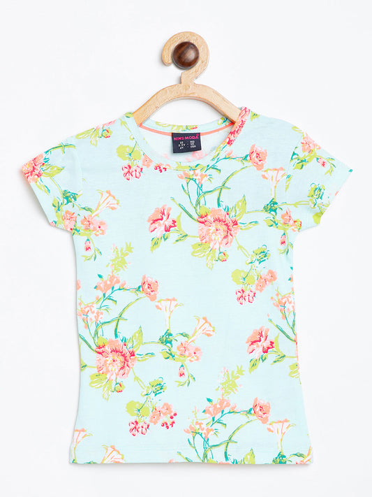 Pampolina Girls Floral Printed Top-l.green