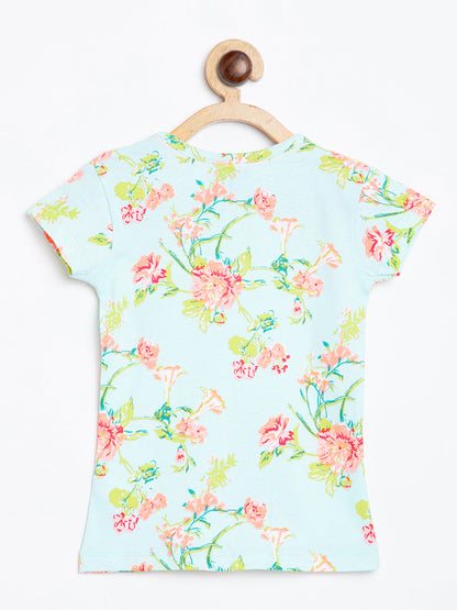 Pampolina Girls Floral Printed Top-l.green