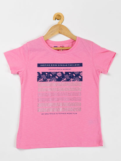 Pampolina Girls Sequin Printed Top -Pink