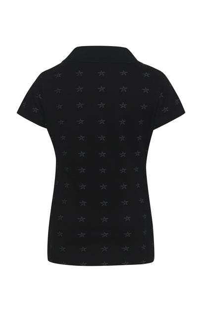 Pampolina Girls Allover Printed Collar T- Shirt - Navy