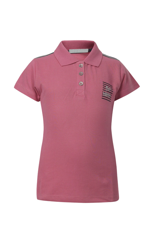 Pampolina Girls Printed Collar T- Shirt - Pink