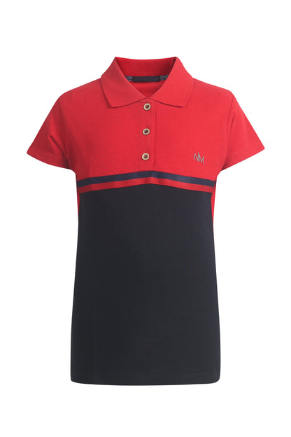 Pampolina Girls Multicolor Collar T-Shirt-Red
