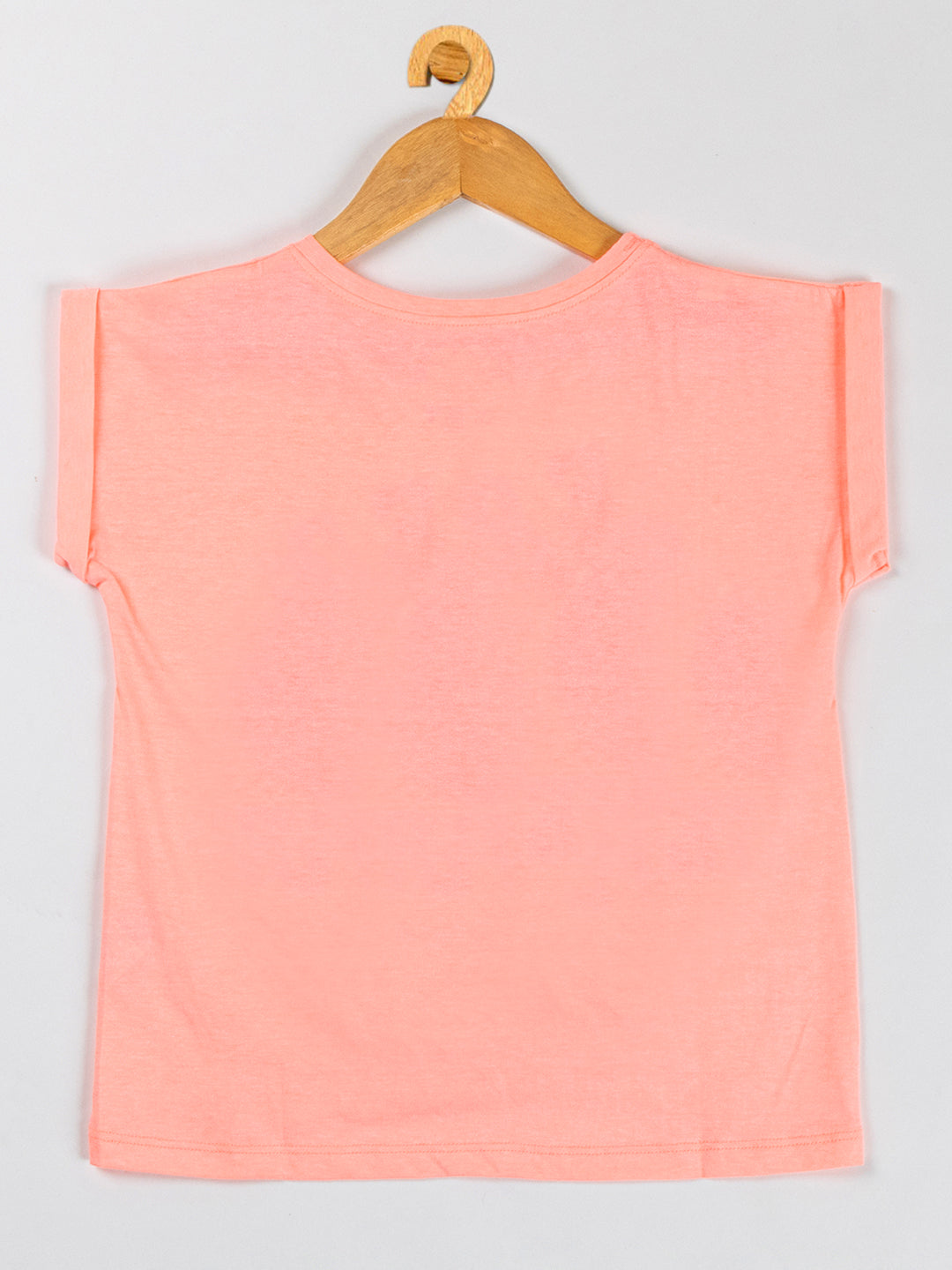 Pampolina Girls Printed & Short Sleeve Crop Top-F.Orange