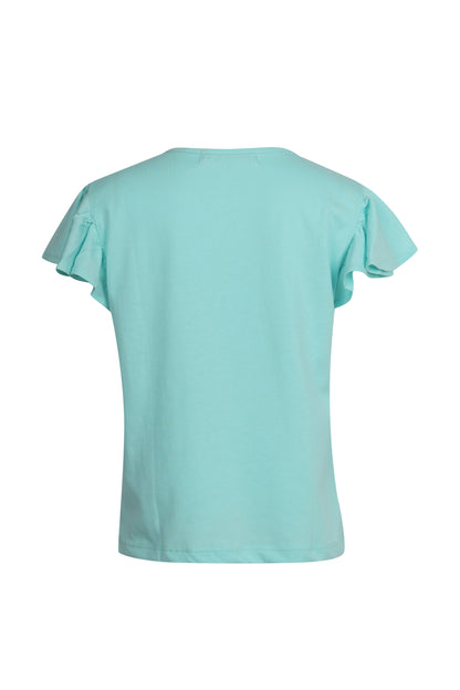 Pampolina Girls Solid  Puff Sleeve Top- Sky