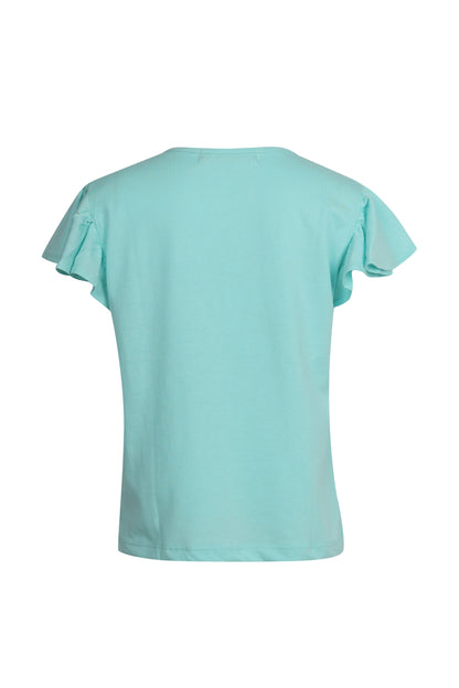 Pampolina Girls Solid  Puff Sleeve Top- Sky