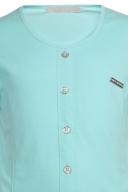 Pampolina Girls Solid  Puff Sleeve Top- Sky