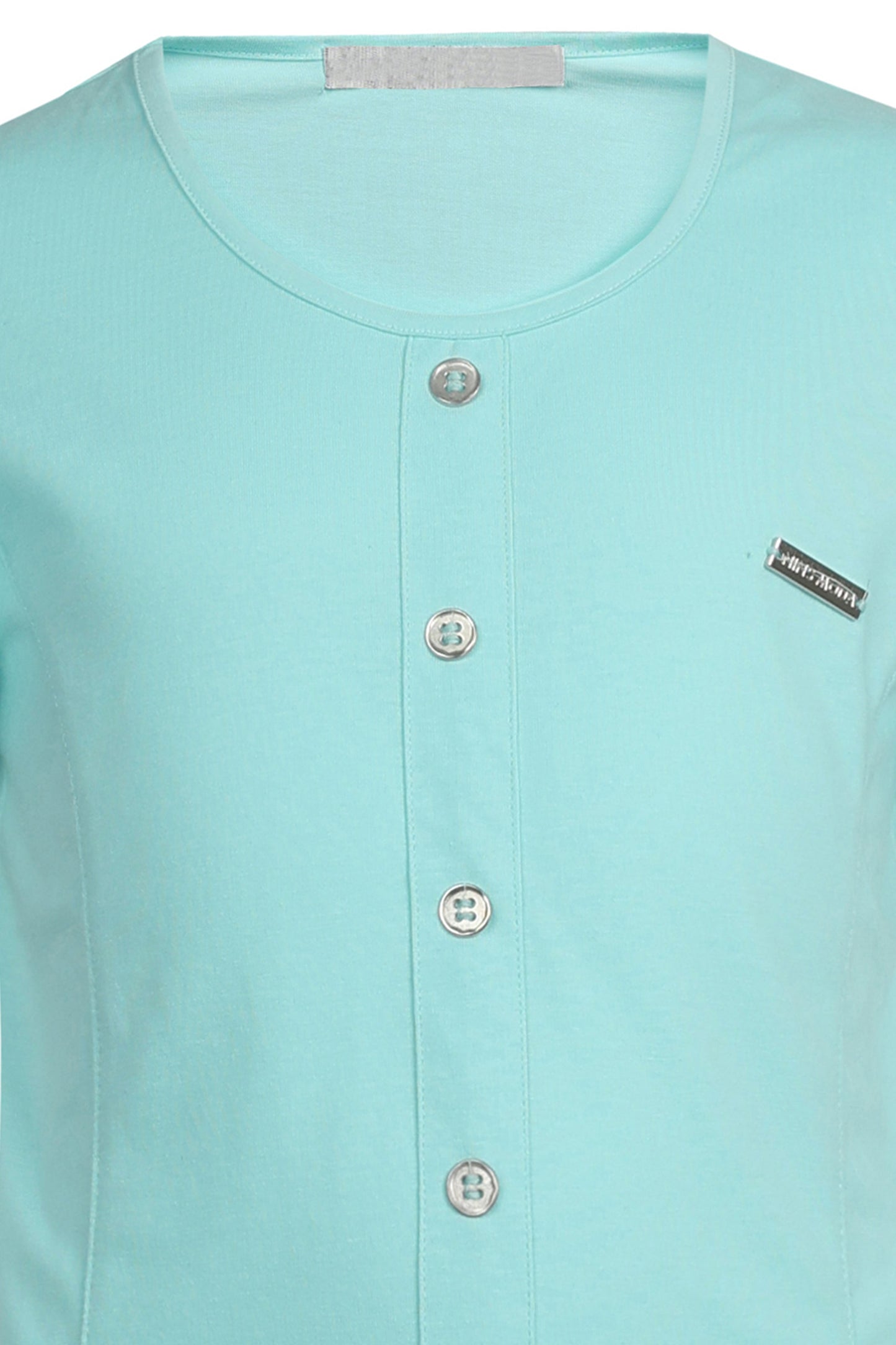 Pampolina Girls Solid  Puff Sleeve Top- Sky